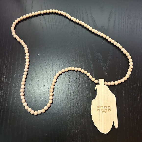 GoodWood NYC‎ Grenade Necklace Wooden Pendant Wooden Beaded - Picture 3 of 4